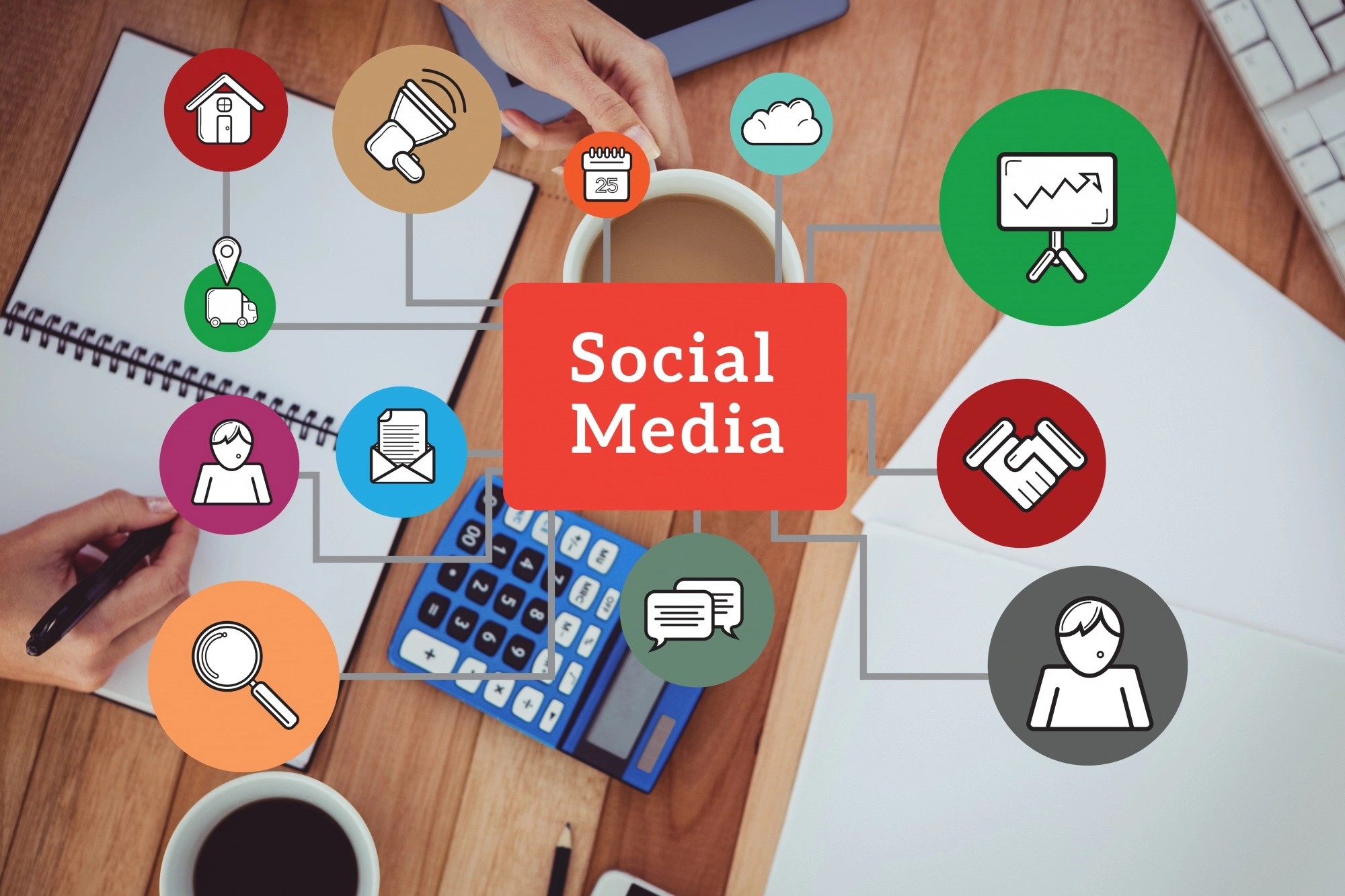 Small business owner working with a social media marketing agency to grow brand awareness and customer engagement through social media platforms